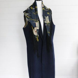 Navy Blue mid length vest jacket